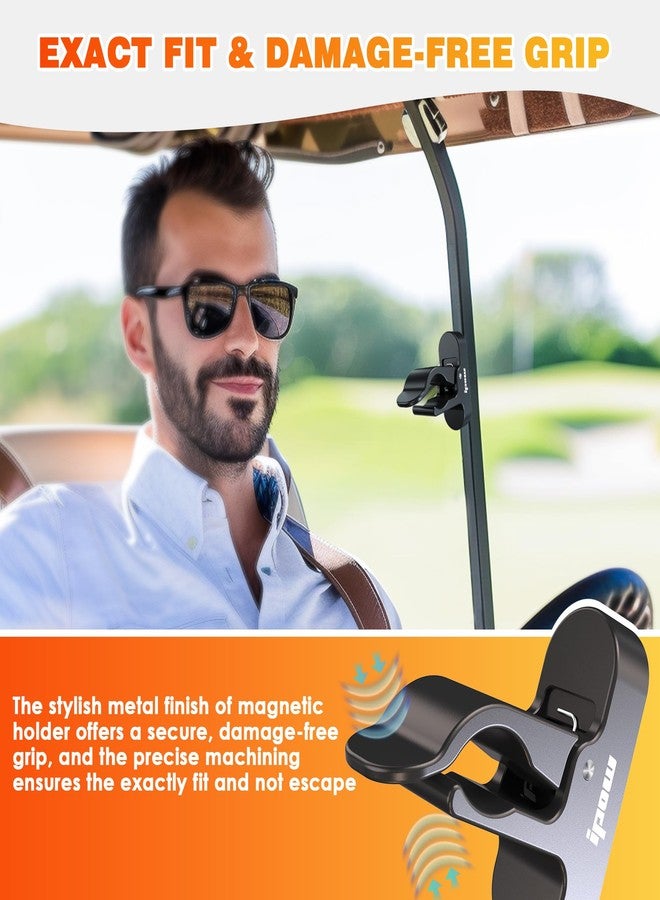 IPOW Magnetic Golf Holder Clip for Golf Cart, Universal Clip Mount with Stick-On Metal Pads Fit 70 Rings, Glossy Aluminum Alloy Stand Clip, Golf Carts, Boat, Fishing Rods, Golf Clubs Accessories - Image 5